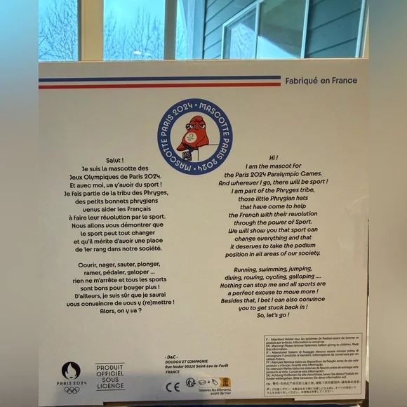 NWT French made Paris 2024 Olympic Mascot Plush Toy - Picture 3 of 3